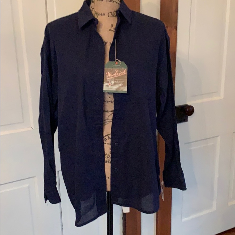 Navy Blue men’s woolrich shirt medium NWT